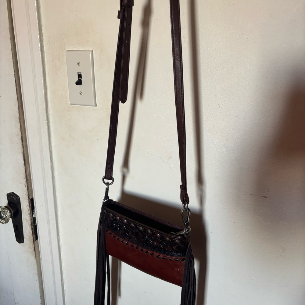 Shyanne Dark Brown Crossbody Bag with Fringe